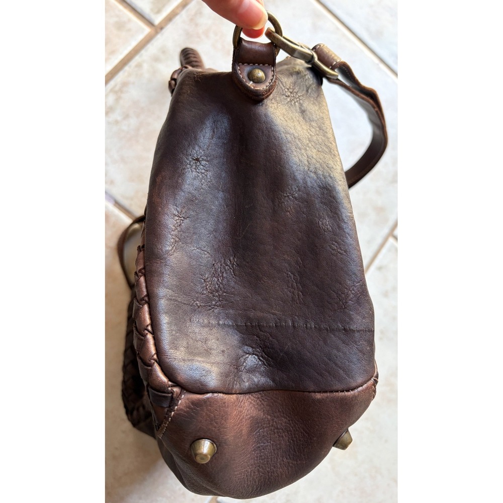 Costanza Rota Brown Woven Leather Satchel Bag Made in Italy Crossbody Boho - Picture 5 of 10